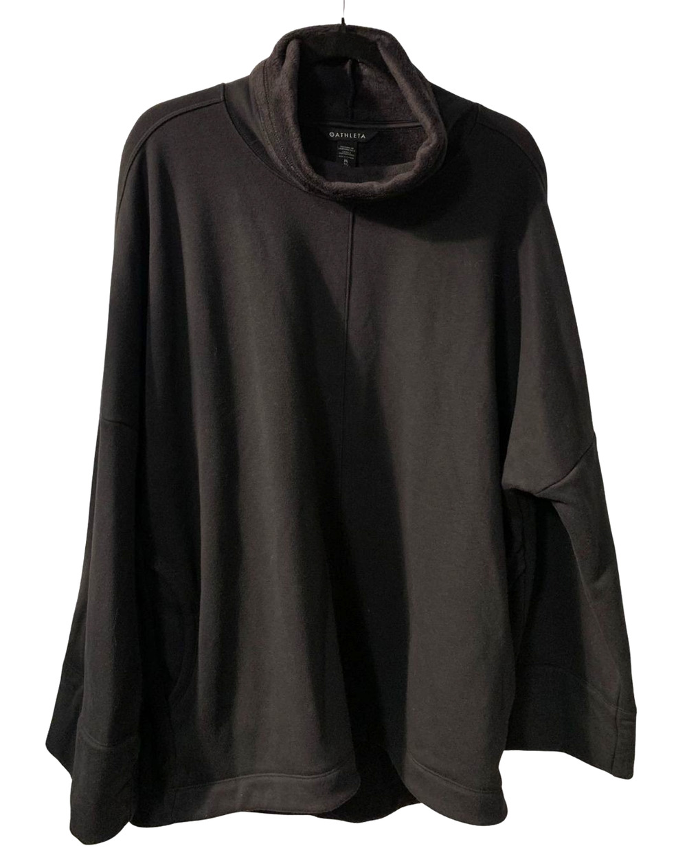 Athleta Womens Cozy Karma Funnel Neck Sweatshirt Size XL Black Loungewear Layer